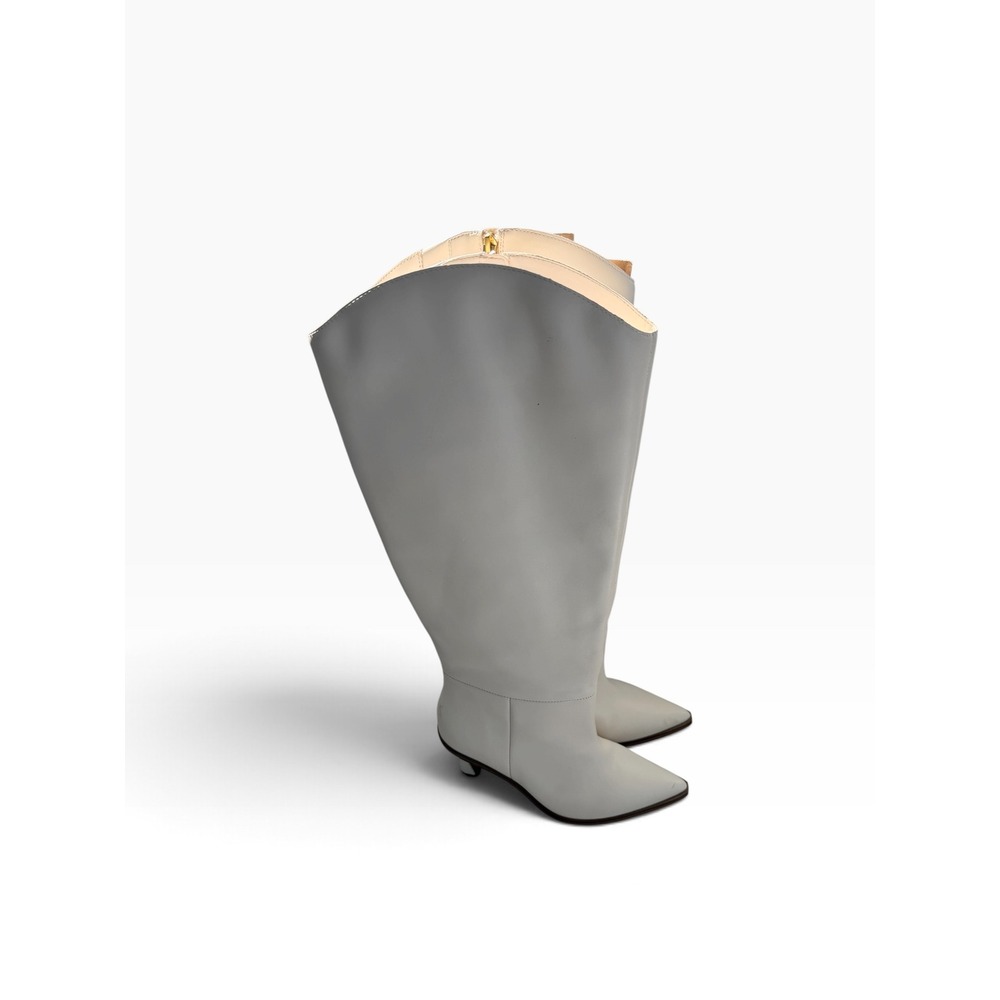 Vince Camuto x Emily Travis Emily Wide Calf Leather Knee-High Boots White 7.5W